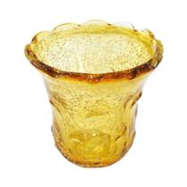 Vaso Redondo Murano Italiano Âmbar Finos Relevos Luxo