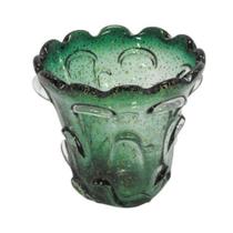 Vaso Redondo Murano Verde Translucido Lapidados Relevos