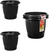 Vaso Redondo Preto Kit Com 2 Pecas 700Ml 10,5X12,5Cm De Ø D