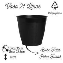 Vaso Redondo Preto Rattan Flor Planta e Arvore Frutífera Jardim Varanda 21 Litros P819 Plasnew