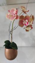 Vaso rose com orquídeas - Golden luxo