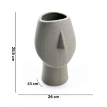 Vaso Rosto Cinza Escuro Em Cerâmica 25,5x26cm Vaso Rosto Cinza Escuro Em Cerâmica 25,5x26cm