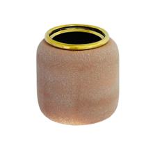 Vaso Rústico Ceramica Coral Acabamento Dourado Luxo Vaso Rústico Ceramica Coral Acabamento Dourado Luxo