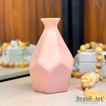 Vaso Solitário de Cerâmica Rose Gold Rosê Geométrico Grande
