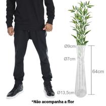 Vaso Solitário Grande Vidro Ø9x64cm Cana Bambu Capim dos Pampas Flores Decoração - JBI Presentes