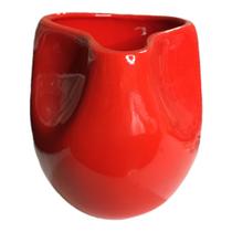 Vaso Sutil em Cerâmica Esmaltada Decorativo Vermelho Brilho Cerâmica Érica