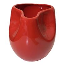 Vaso Sutil em Cerâmica Esmaltada Decorativo Vermelho Brilho Cerâmica Érica