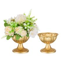 Vaso Sziqiqi de 3,7 polegadas para arranjo de flores em metal dourado, 2 peças