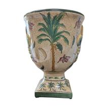 Vaso Taça Cerâmica Chinês: Design Tropical Exclusivo e Craquelado