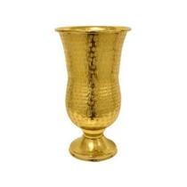Vaso Taça- Dourado- 16x16x29 cm- BR CONTINENTAL