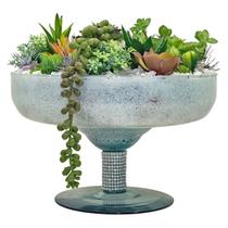 Vaso Taça Terrário De Suculentas Arranjo Luxuoso 25x22cm