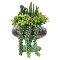 Vaso Taça Vidro Terrário De Suculentas E Cactos Luxo 30x30 - M3 Decoração