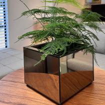 Vaso Tamanho Médio Decorativo Para Ambientes Modernos Sofisticados Vaso de MDF Revestido Com Espelho De 3mm