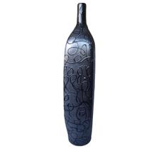 Vaso tipo garrafa solitário cerâmica de alta temperatura - grafite alt. 40cm.saldão