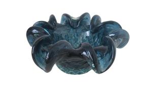 Vaso Tipo Murano de Vidro Azul 15 X 18 cm Casa Del Grande