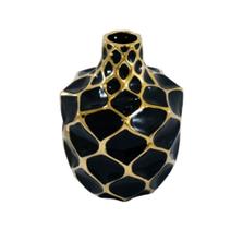 Vaso Tradicional Ceramica Luxo Preto e Dourado Vaso Tradicional Ceramica Luxo Preto e Dourado