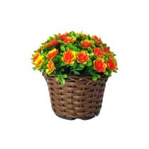 Vaso Trançado com Planta Meia Bola Artificial - Decoração Vaso Trançado com Planta Meia Bola Artificial - Decoração