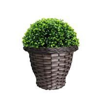 Vaso Trançado Plantas Boleado Decorativo Fibra Sintética