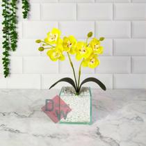 Vaso Transparente com Arranjo Flor de Orquídea Artificial