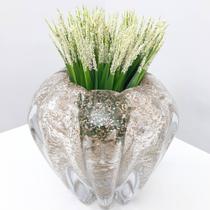 Vaso Transparente em Murano com Pó de Ouro 15 cm