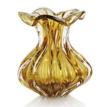 Vaso Trouxinha Em Cristal Murano Âmbar - São Marcos 18cm