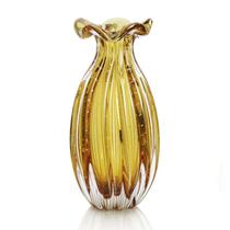 Vaso Trouxinha Em Cristal Murano Âmbar - São Marcos 20cm