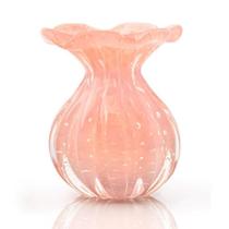 Vaso Trouxinha Em Cristal Murano Rosa - São Marcos 14Cm