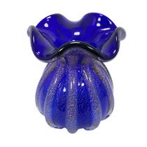 Vaso Trouxinha Maior Murano Italiano Azul Cobalto Lapidados