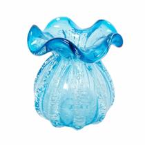 Vaso Trouxinha Medio Decorativo Murano Italiano Azul Vaso Trouxinha Medio Decorativo Murano Italiano Azul