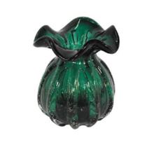 Vaso Trouxinha Murano Verde Escuro Lapidados Nobres