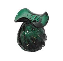 Vaso Trouxinha Murano Verde Escuro Ornamentos Diagonais