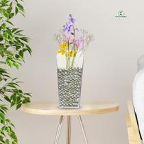 Vaso Tubo Acrílico Retangular Transparente 13x30 Decoração