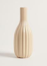 Vaso tubo listrado médio em cerâmica 25 cm- Rosa