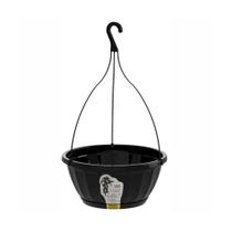 Vaso Uninjet Cachepot Cuia com Prato e Gancho Preto - Tamanho 28