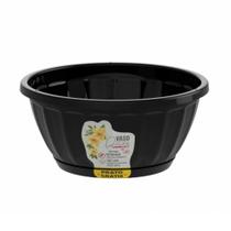 Vaso Uninjet Cachepot Cuia com Prato Preto - Tamanho 22