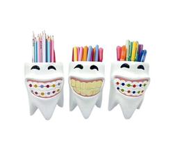 Vaso Vasinho Dente Kit Com 3 Peças Pequeno Porta Caneta - Decore Casa Vaso Vasinho Dente Kit Com 3 Peças Pequeno Porta Caneta - Decore Casa