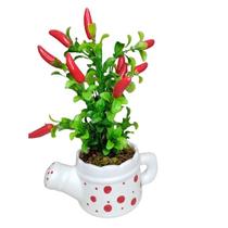 Vaso vasinho enfeite pimenta artificiais bule regador Vermelho