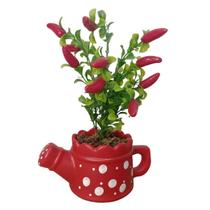 Vaso vasinho enfeite pimenta artificiais bule regador Vermelho Vaso vasinho enfeite pimenta artificiais bule regador Vermelho