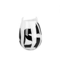 Vaso Vidro Branco E Preto Ø16,5Xh24Cm - Adely Decor By Day Home