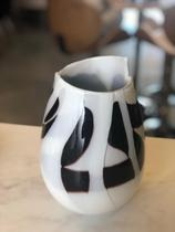 Vaso vidro branco e preto ø16,5xh24cm