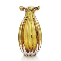 Vaso Vidro Murano Frufru Medio Âmbar São Marcos 20x10cm
