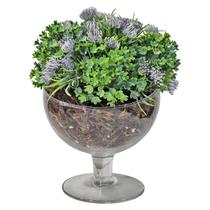 Vaso Vidro Taça Decorativa Luxo Arranjo Lavadas Roxas 22x17