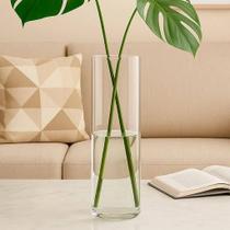 Vaso Vidro Tudo Transparente Cilindrico 14x40 Arranjo Mesa