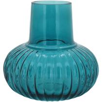 Vaso Wave Vidro Azul Decorativo Home&Co 8x18cm Casa Quarto
