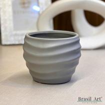 Vaso Waves de Cerâmica Cinza Ondulado Moderno