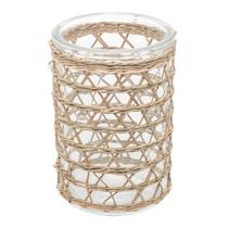 Vaso Wolff De Vidro E Fibra Natural 13x10cm Cor Transparente Vaso Wolff De Vidro E Fibra Natural 13x10cm Cor Transparente