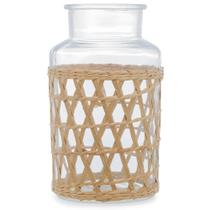 Vaso Wolff de Vidro e Fibra Natural 14cm x 23cm