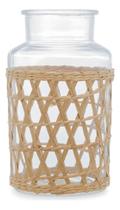 Vaso Wolff De Vidro E Fibra Natural 22,5x12,5cm Vaso Wolff De Vidro E Fibra Natural 22,5x12,5cm