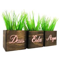 Vasos Cachepot Madeira - Frase Espelhada Deus Esta Aqui Vasos Cachepot Madeira - Frase Espelhada Deus Esta Aqui