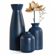 Vasos CEMABT Ceramic Blue, conjunto de 3 flores pequenas decorativas